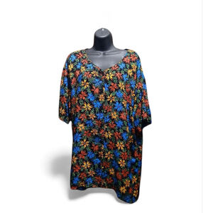 Separate Issue Woman's 20W Plus Size Floral Print V-Neck Tunic Top (JC224)